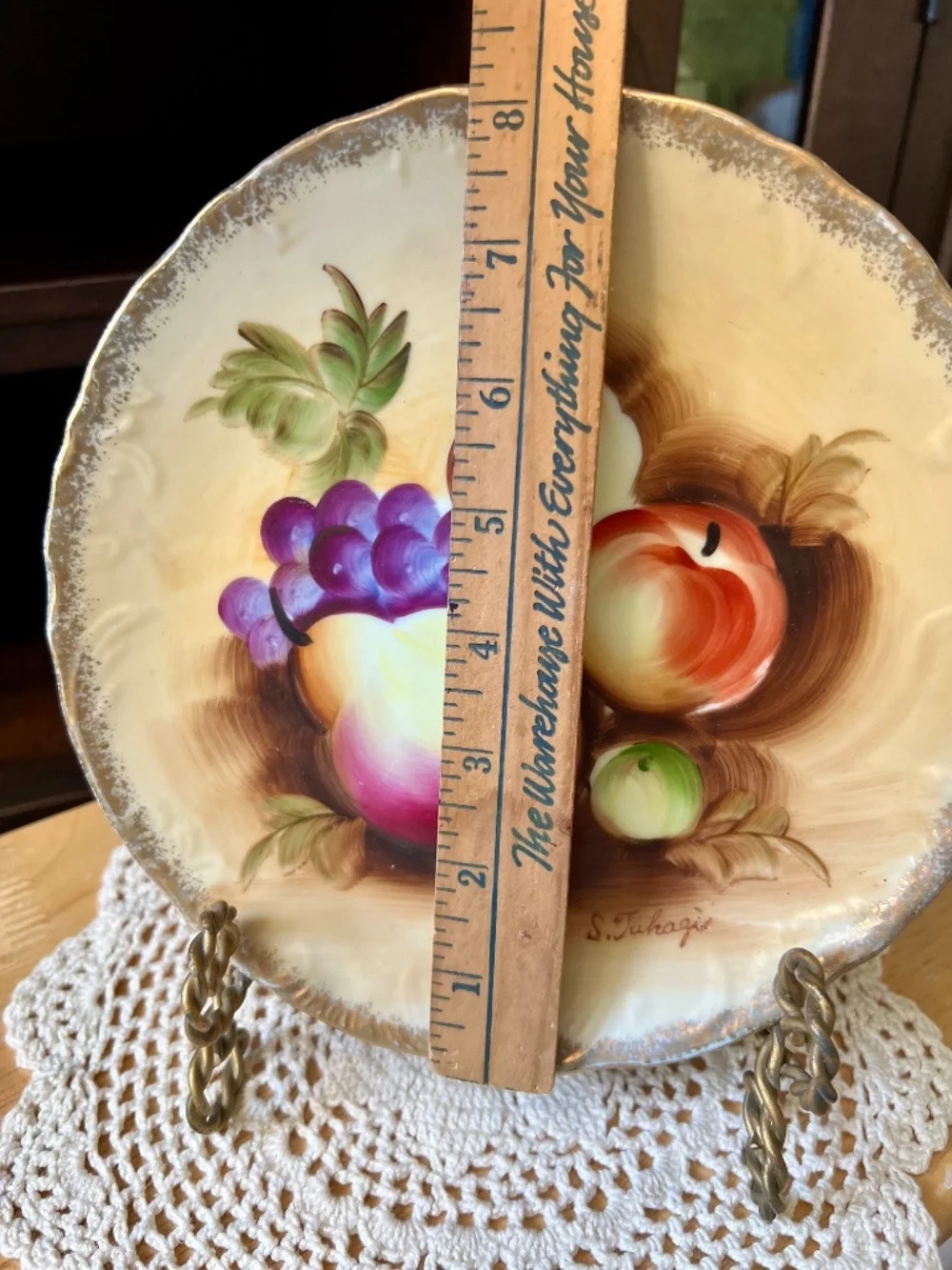 Hand Painted S.Takagi Japan Wall Decor Plate Still Life Fruit Art Warm Tones 8